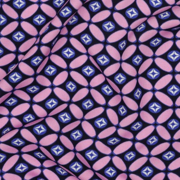 Viskose, Lenzing EcoVero, retro Design Navy/Light Pink