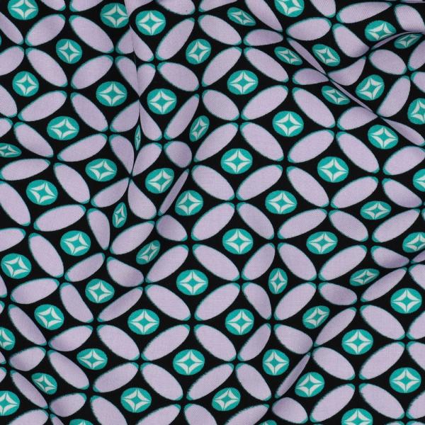 Viskose, Lenzing EcoVero, retro Design Black/Lilac
