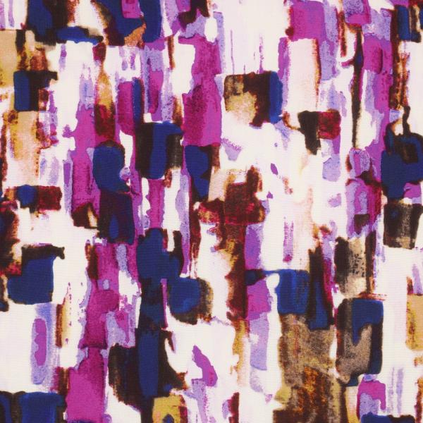 Moderne Viskose mit abstraktem Digitaldruck in Violett/Bunt