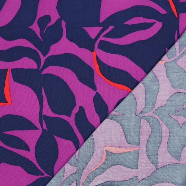 Viskose, Lenzing EcoVero, abstraktes Design in lila/marine