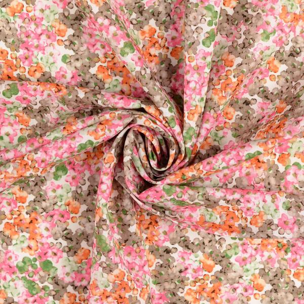 Baumwoll Voile - kleine Aquarellblumen - im Digitaldruck