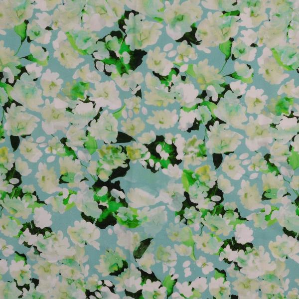 Baumwoll Voile im grün-blumigen Digitaldruck