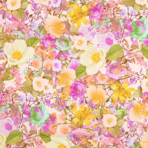 Baumwoll Satin Stretch im blumigen Digitaldruck
