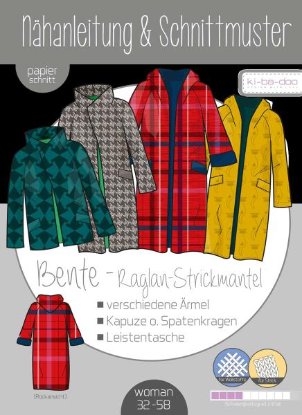 Papierschnittmuster Raglan-Strickmantel Bente von ki-ba-doo