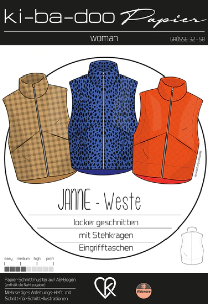 Papierschnittmuster - Weste Janne von ki-ba-doo