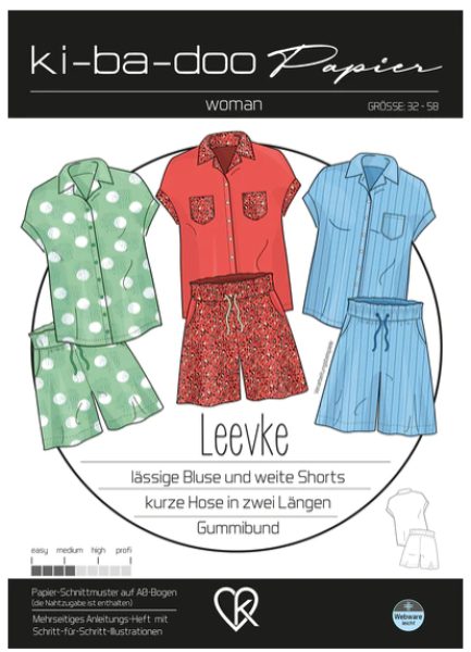 Papierschnittmuster - Bluse und Shorts Leevke